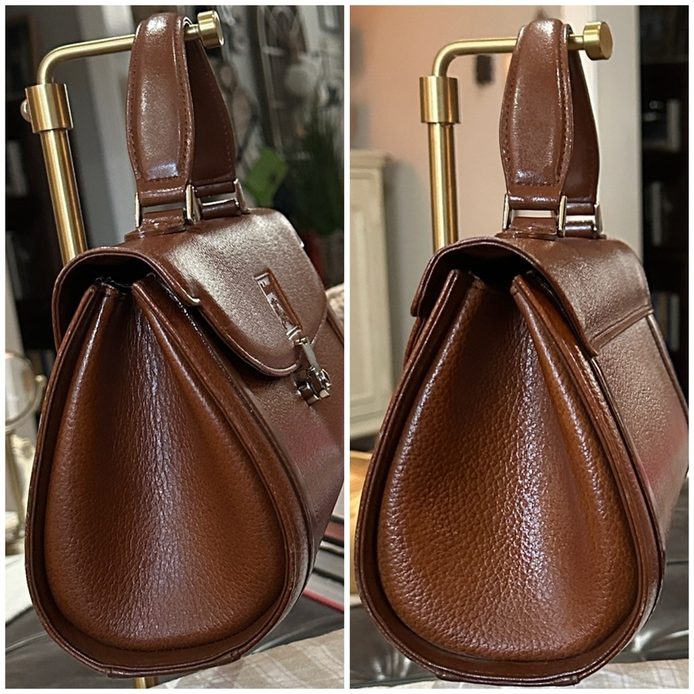 BURBERRYS Vintage Top Handle Satchel in Brown Pebble Grain Leather, Pre-1999 - Picture 5 of 16